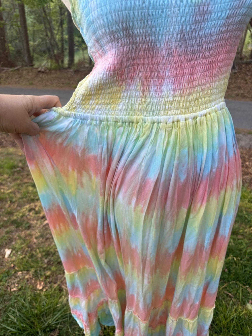 🌺 Tiare Hawaii Naia Smocked Halter Maxi Dress Bali Summer Boho Beach Resort ☀️ - Picture 9 of 12